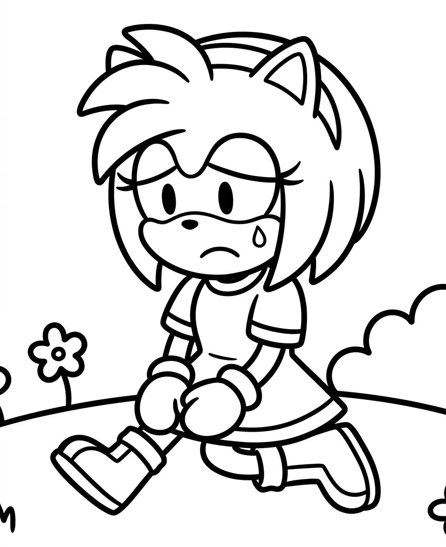 Zeichne Amy Rose zum Ausdrucken für Kinder