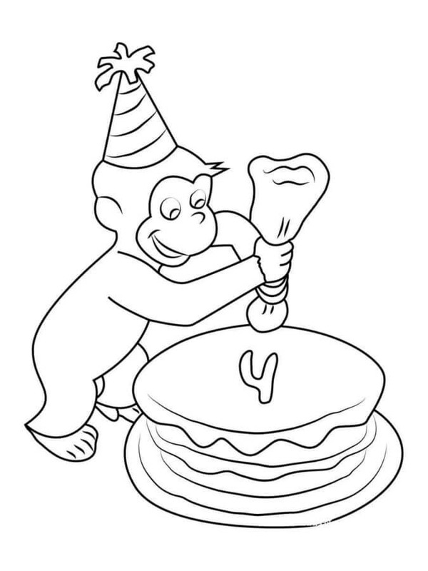 Zeichne Curious George druckbare