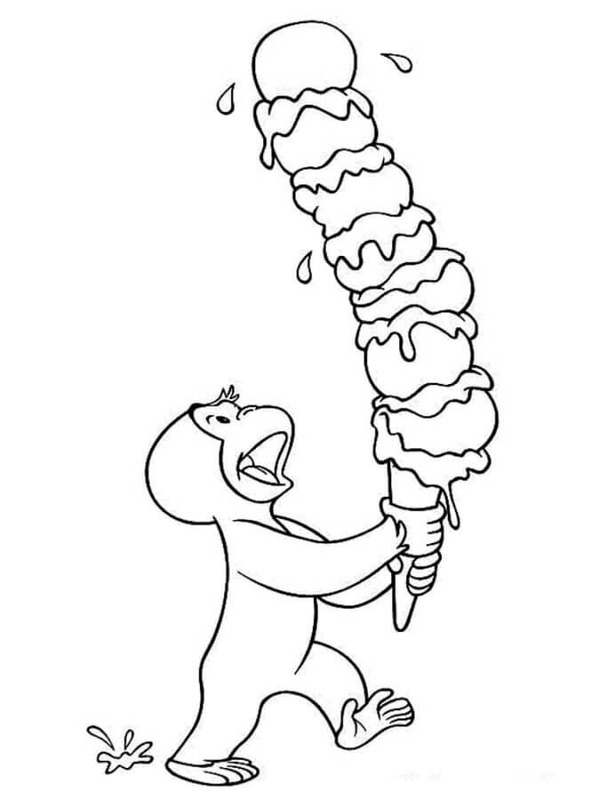 Zeichne Curious George druckbare einfach