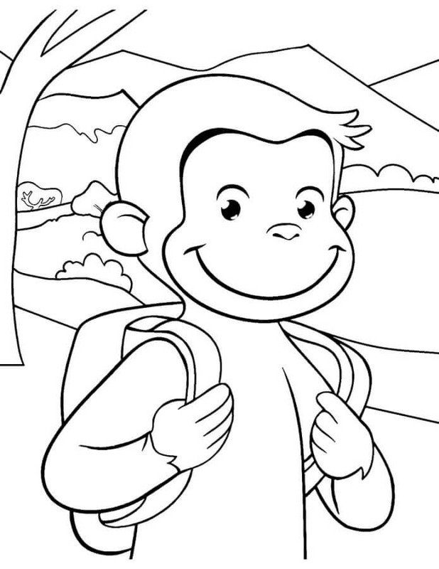 Zeichne Curious George kostenlos druckbare