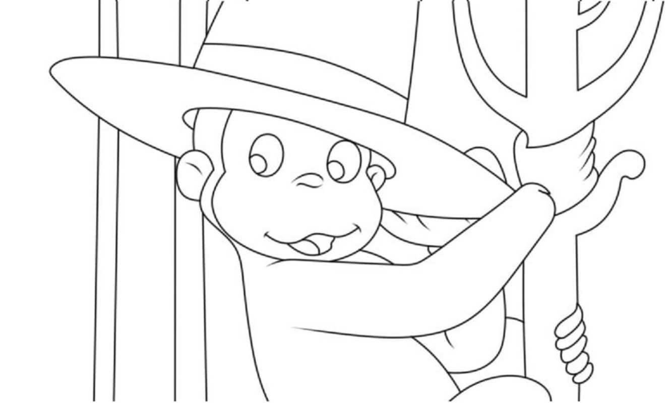 Zeichne Curious George kostenlos druckbare basisch