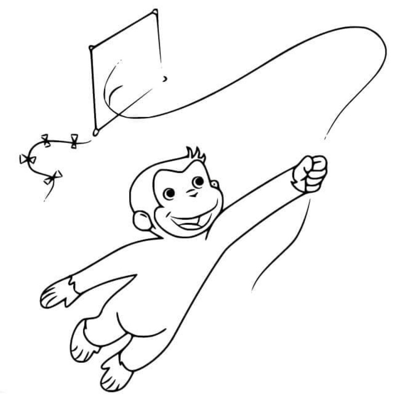 Zeichne Curious George kostenlos druckbare schlicht