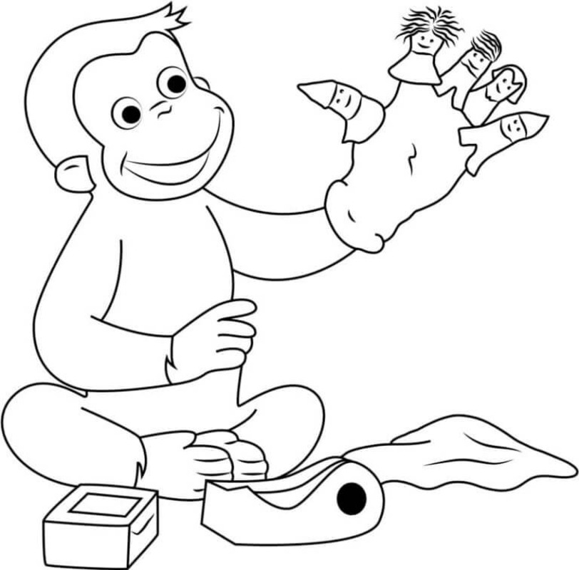 Zeichne Curious George kostenlos für Kinder