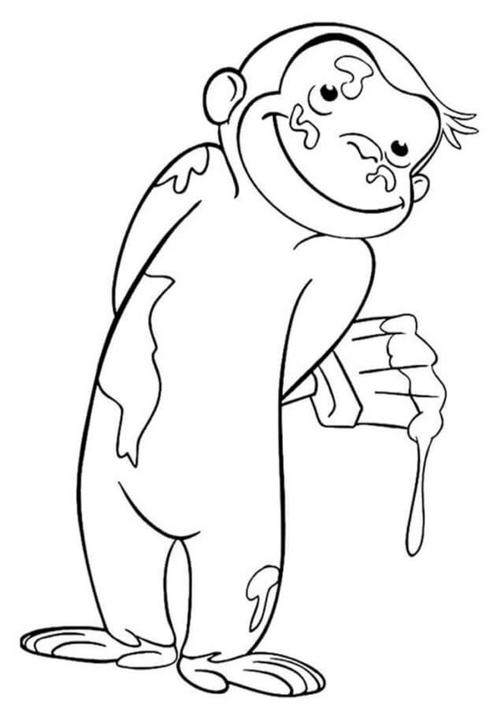 Zeichne Curious George schlicht