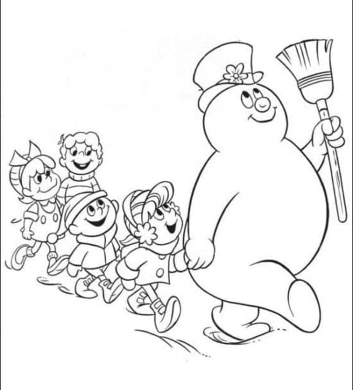 Zeichne Frosty der Schneemann druckbare basisch