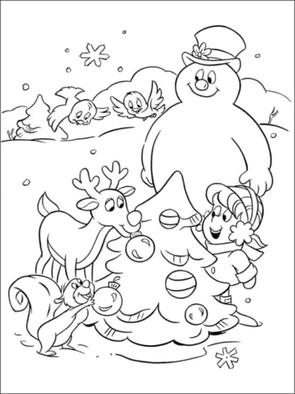 Zeichne Frosty der Schneemann druckbare einfach