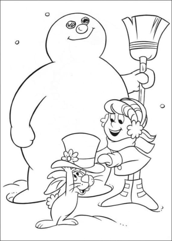 Zeichne Frosty der Schneemann kostenlos druckbare einfach