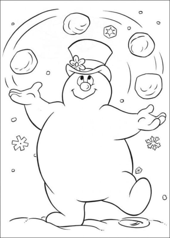 Zeichne Frosty der Schneemann zum Ausdrucken für Kinder