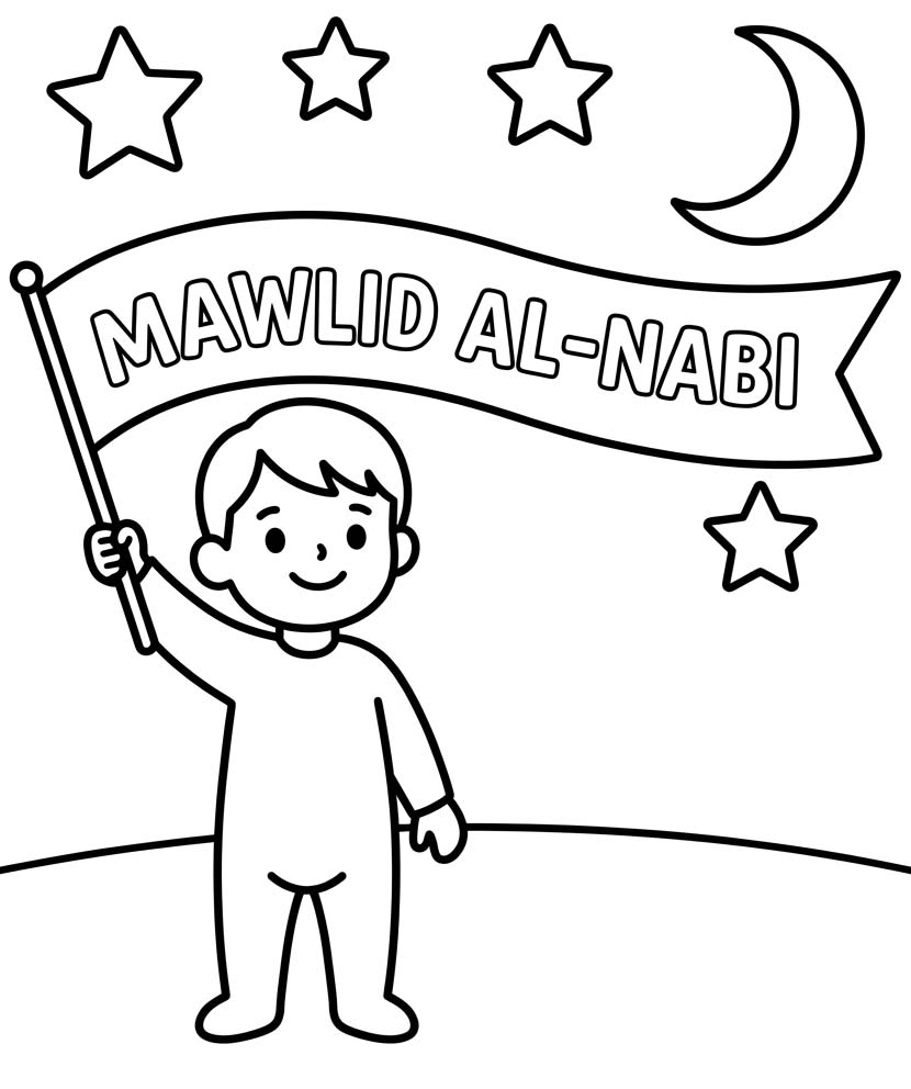 Zeichne Mawlid kostenlos für Kinder