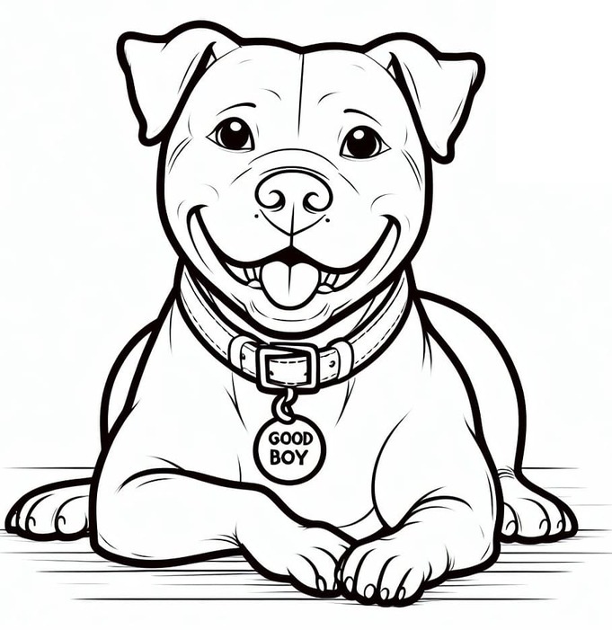 Zeichne Pitbull kostenlos
