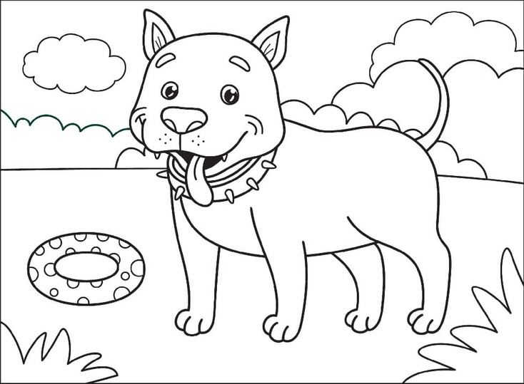 Zeichne Pitbull kostenlos für Kinder