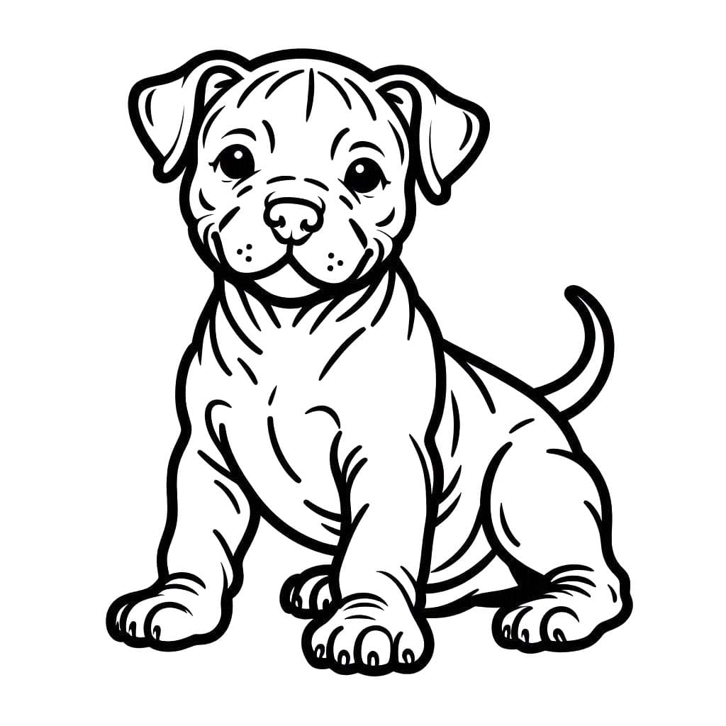 Zeichne Pitbull zum Ausdrucken für Kinder