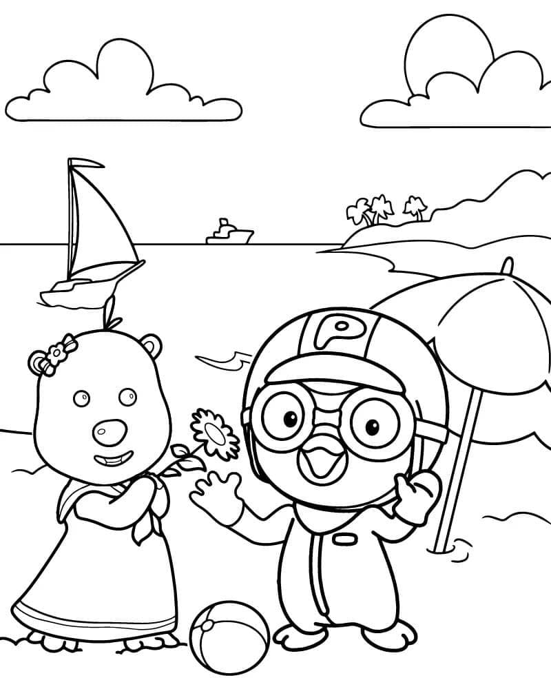 Zeichne Pororo druckbare basisch