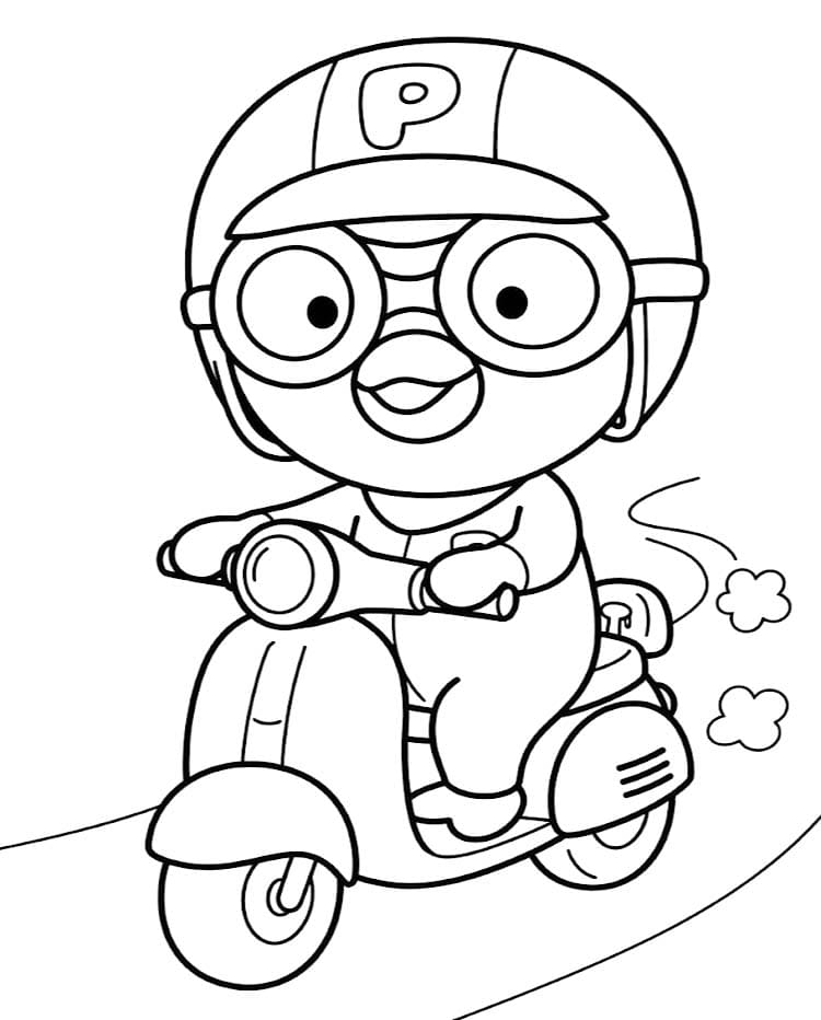 Zeichne Pororo druckbare schlicht