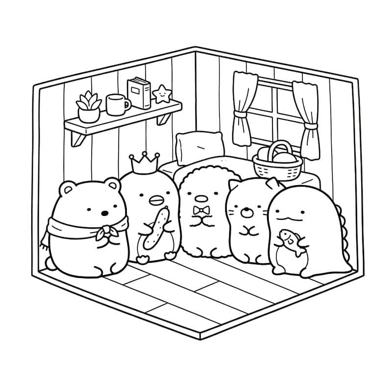 Zeichne Sumikko Gurashi druckbare