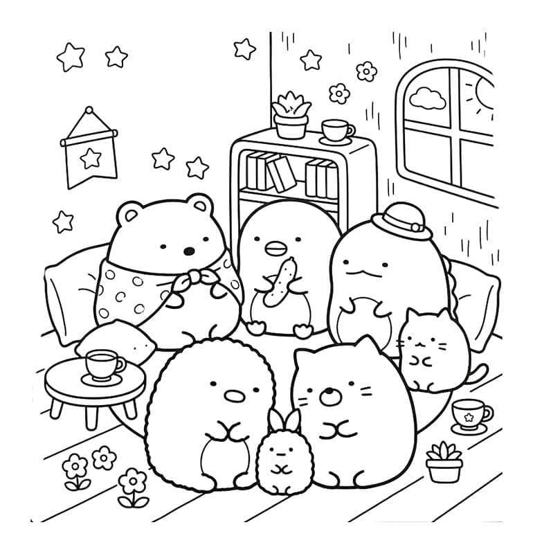 Zeichne Sumikko Gurashi druckbare für Kinder