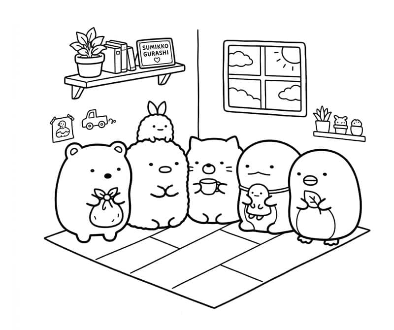 Zeichne Sumikko Gurashi kostenlos
