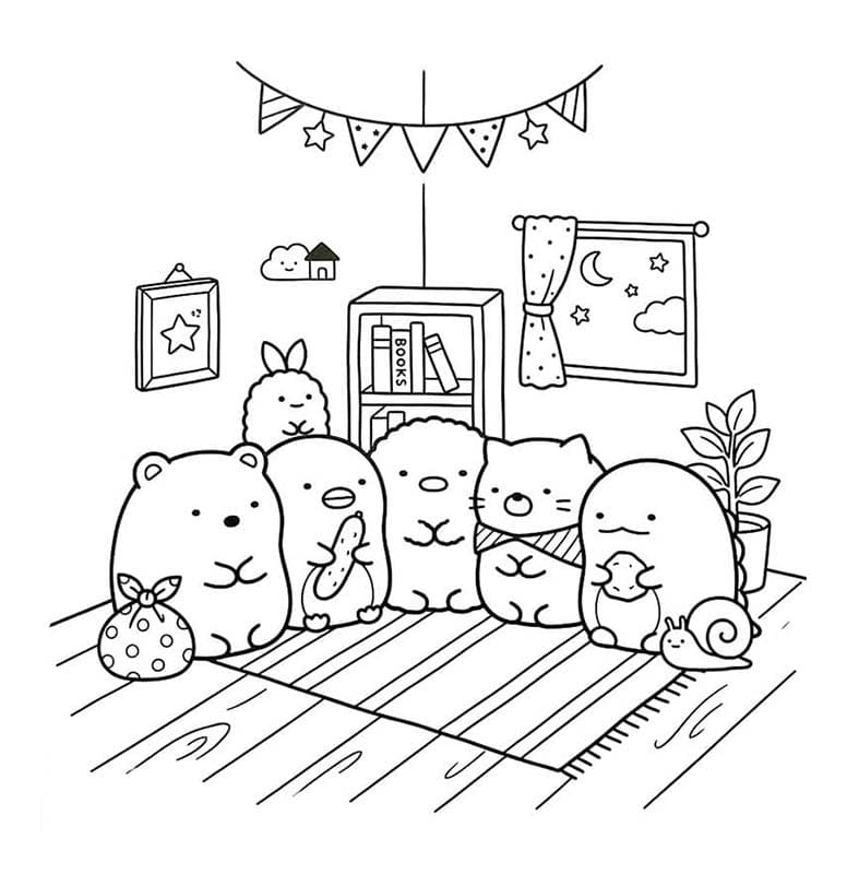 Zeichne Sumikko Gurashi kostenlos druckbare
