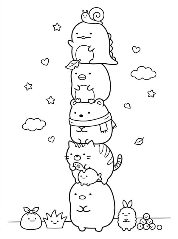 Zeichne Sumikko Gurashi kostenlos druckbare schlicht