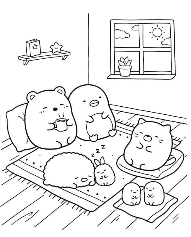 Zeichne Sumikko Gurashi kostenlos für Kinder