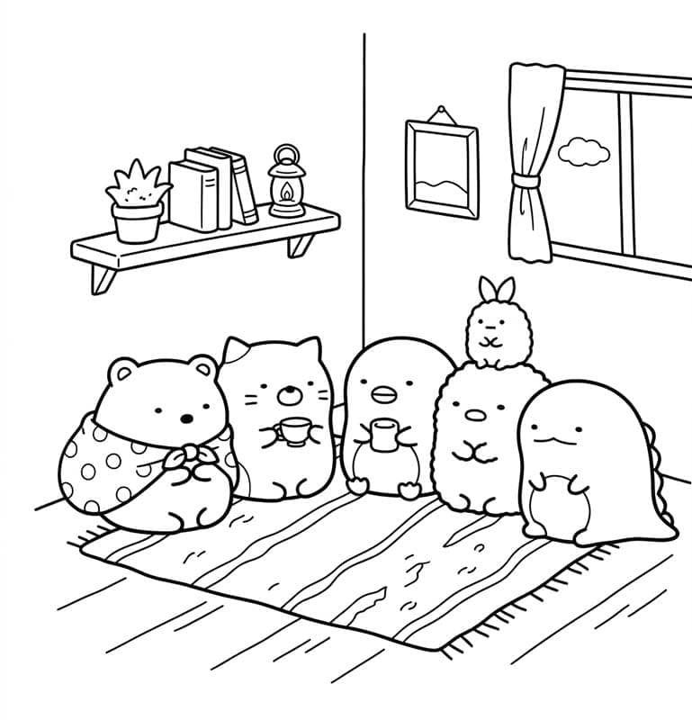 Zeichne Sumikko Gurashi zum Ausdrucken