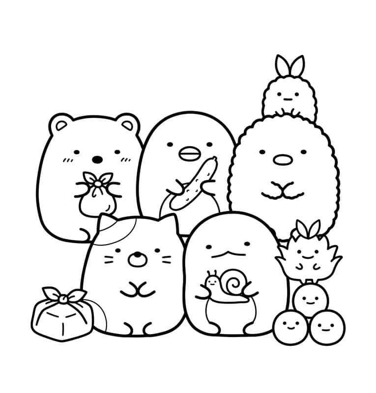 Zeichne Sumikko Gurashi zum Ausdrucken für Kinder