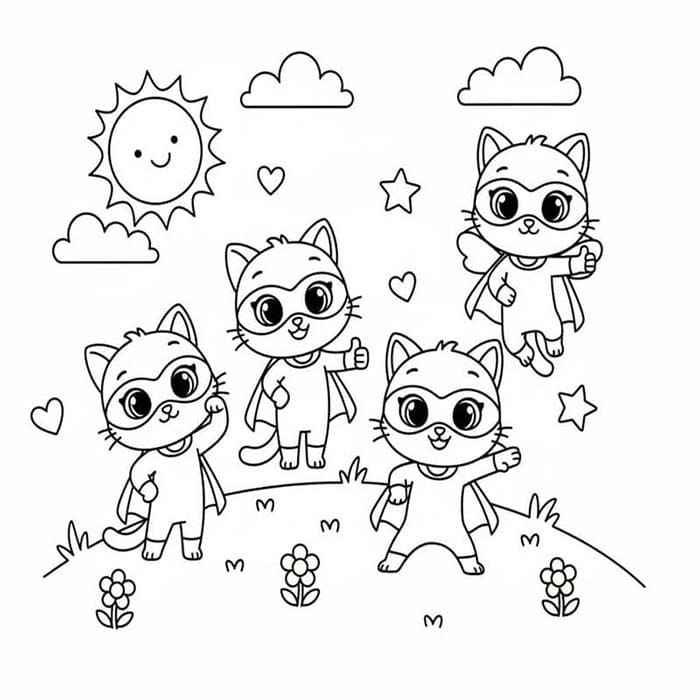 Zeichne Superkitties kostenlos druckbare einfach