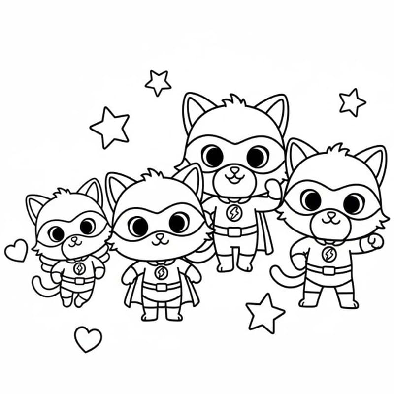 Zeichne Superkitties zum Ausdrucken für Kinder