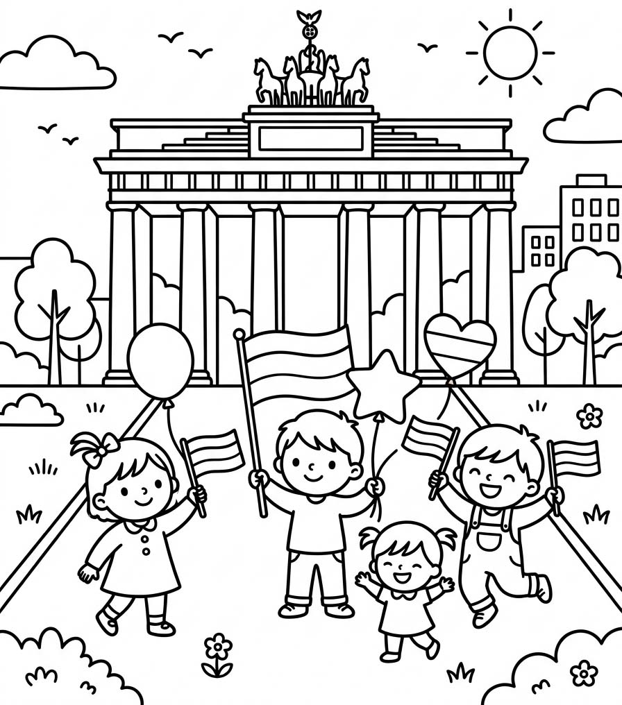 Zeichne Tag der Deutschen Einheit druckbare einfach