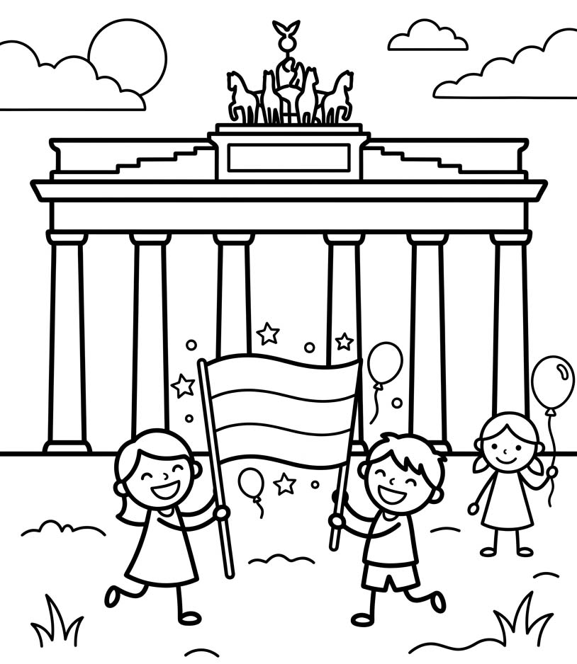 Zeichne Tag der Deutschen Einheit druckbare für Kinder