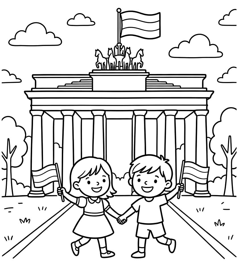 Zeichne Tag der Deutschen Einheit druckbare schlicht