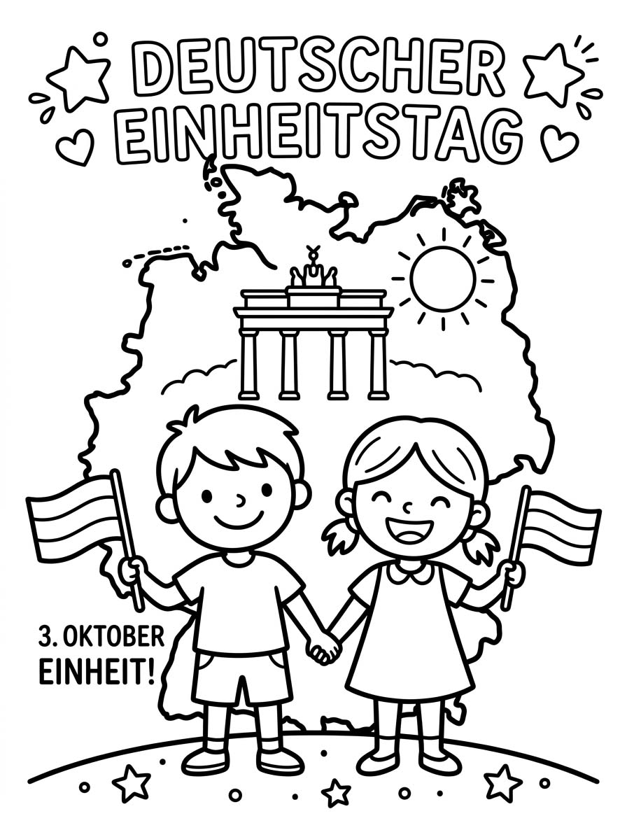 Zeichne Tag der Deutschen Einheit für Kinder
