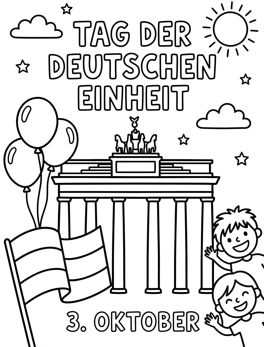 Zeichne Tag der Deutschen Einheit kostenlos druckbare basisch