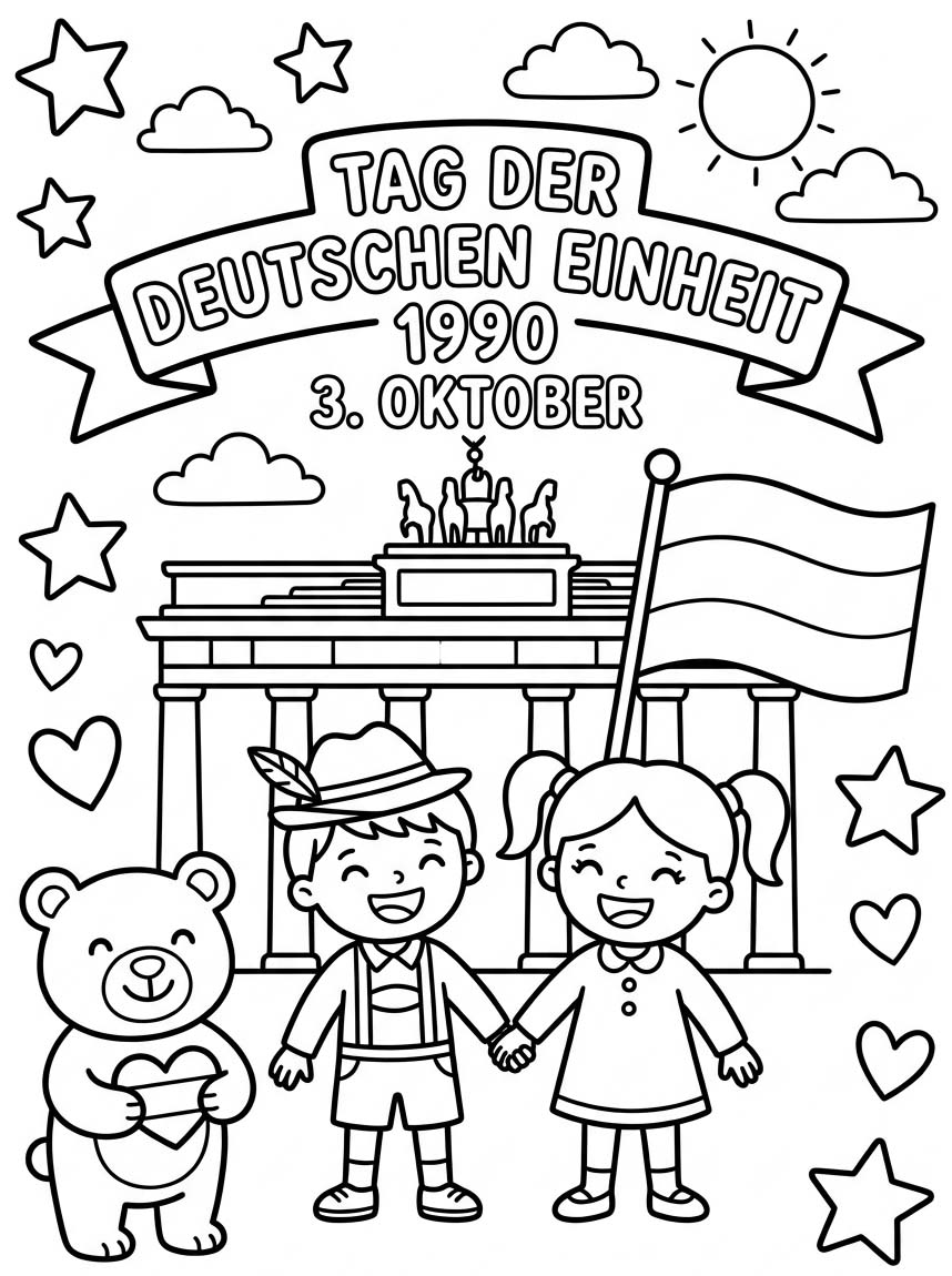 Zeichne Tag der Deutschen Einheit kostenlos druckbare einfach