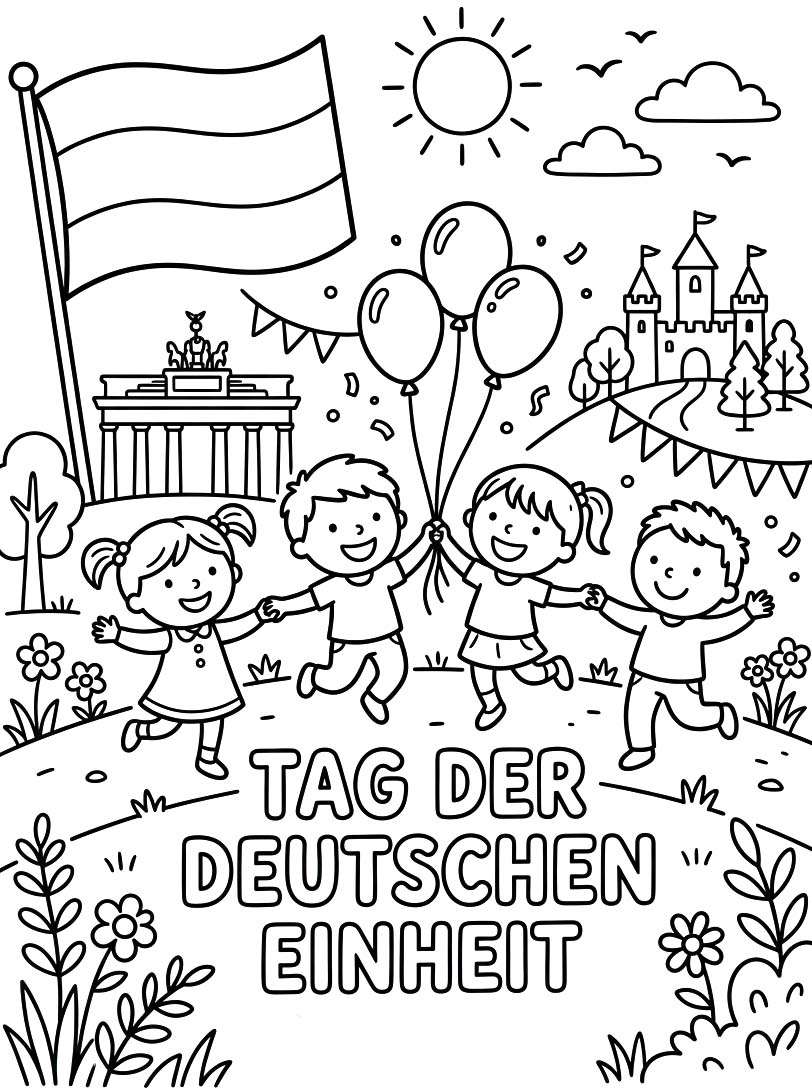 Zeichne Tag der Deutschen Einheit kostenlos druckbare schlicht