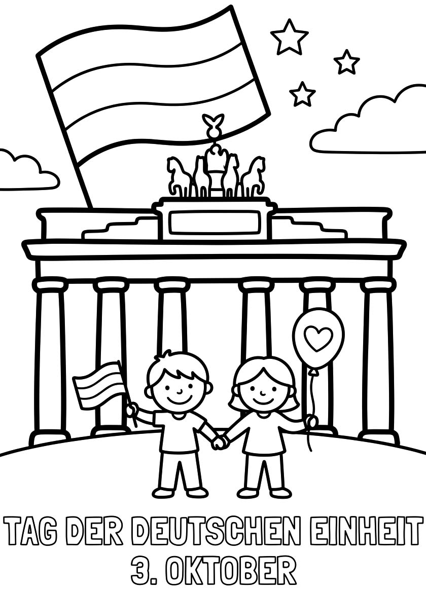 Zeichne Tag der Deutschen Einheit kostenlos für Kinder