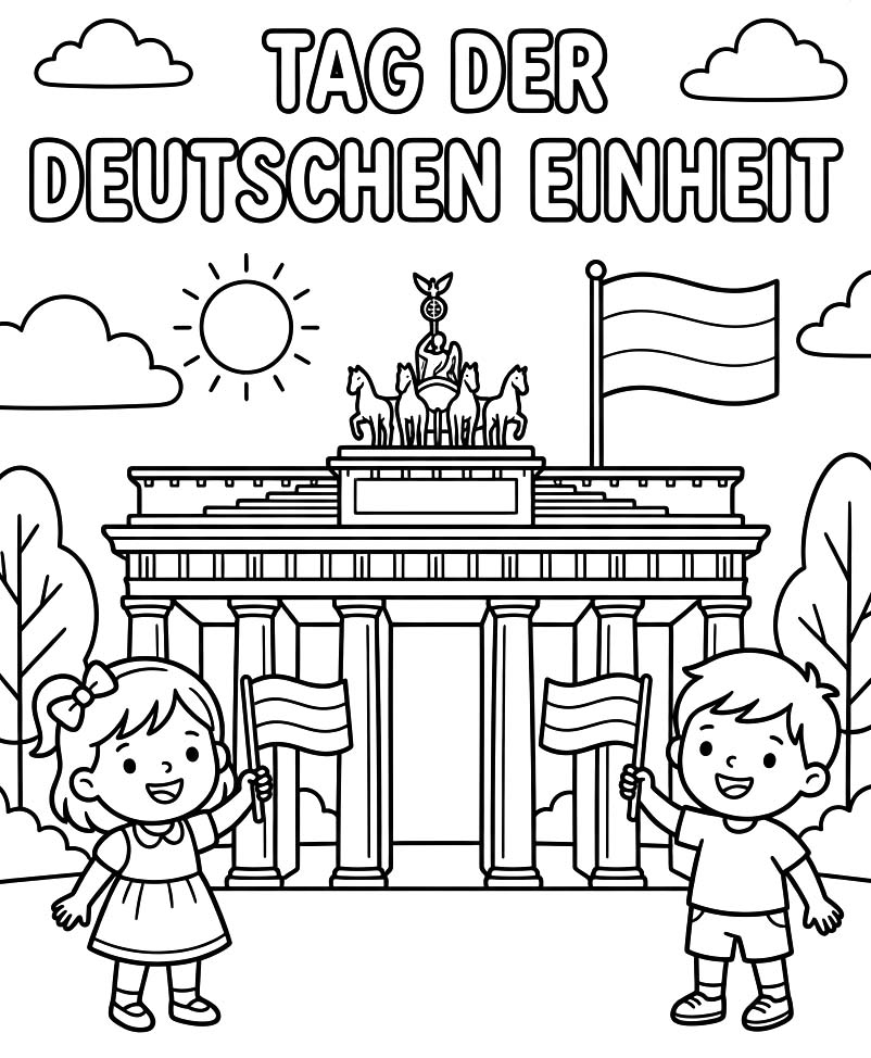 Zeichne Tag der Deutschen Einheit kostenlos schlicht