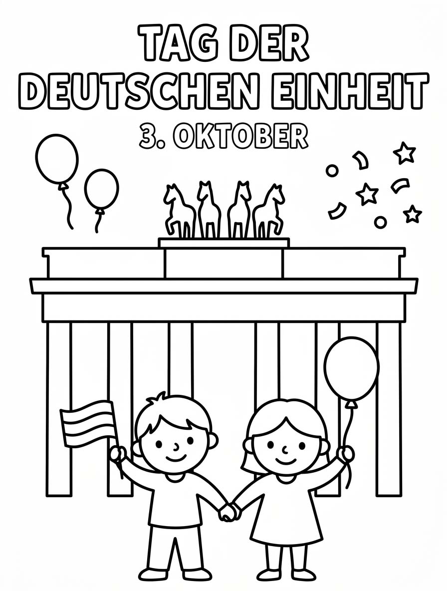 Zeichne Tag der Deutschen Einheit zum Ausdrucken für Kinder