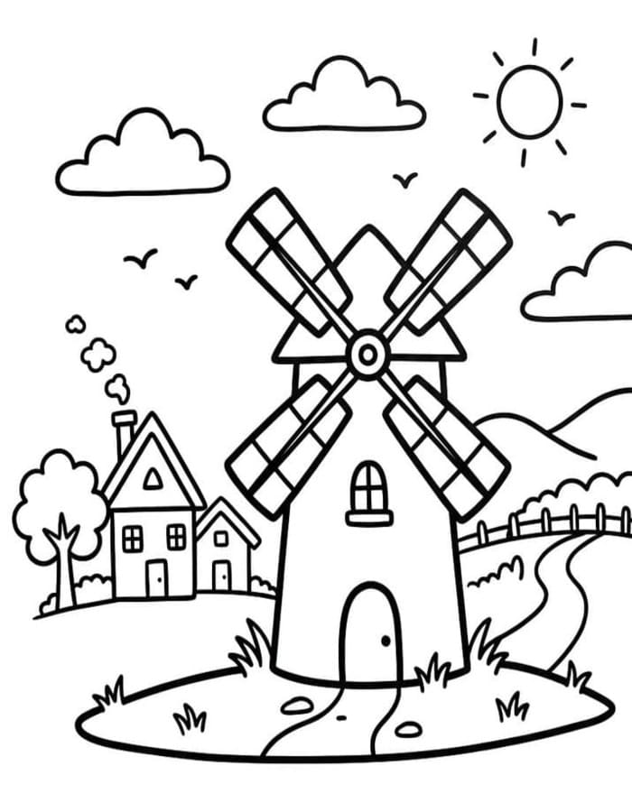 Windmühle kostenlos druckbare schlicht