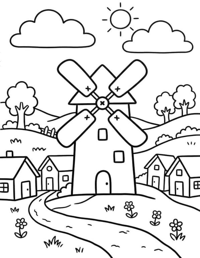 Windmühle zum Ausdrucken für Kinder