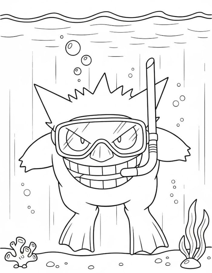 Zeichne Gengar kostenlos druckbare schlicht