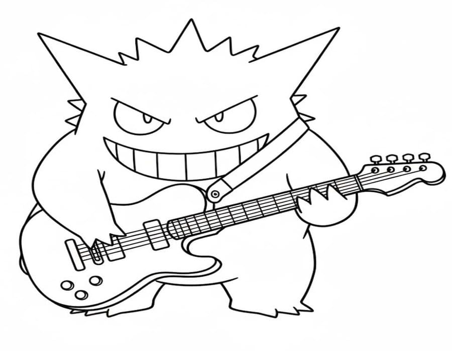 Zeichne Gengar kostenlos für Kinder