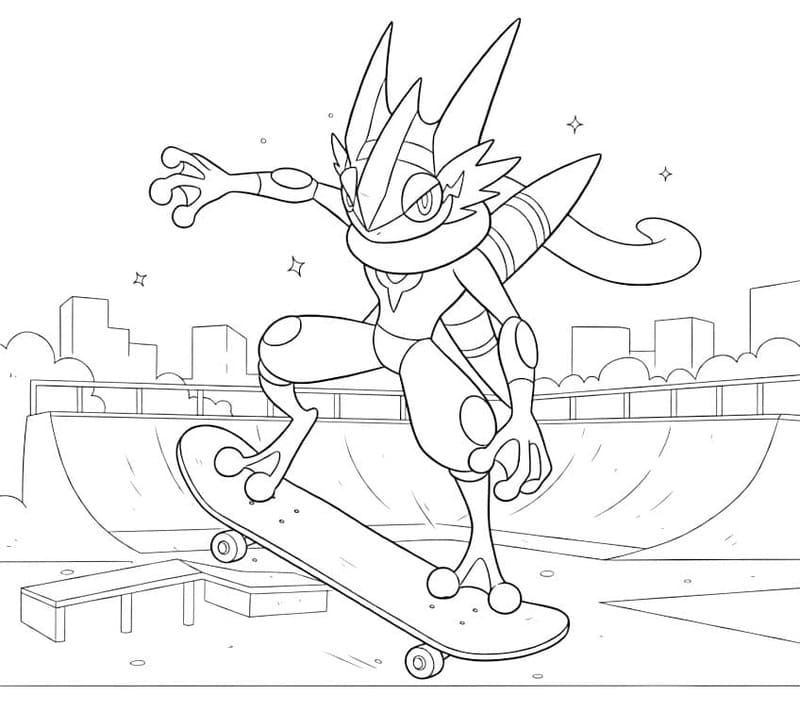 Zeichne Greninja druckbare basisch