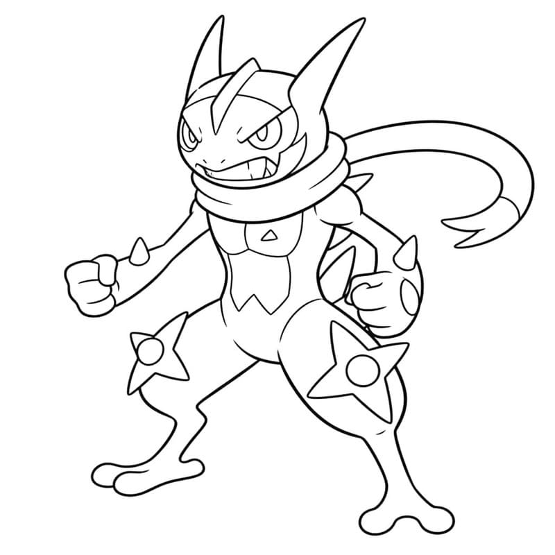 Zeichne Greninja für Kinder