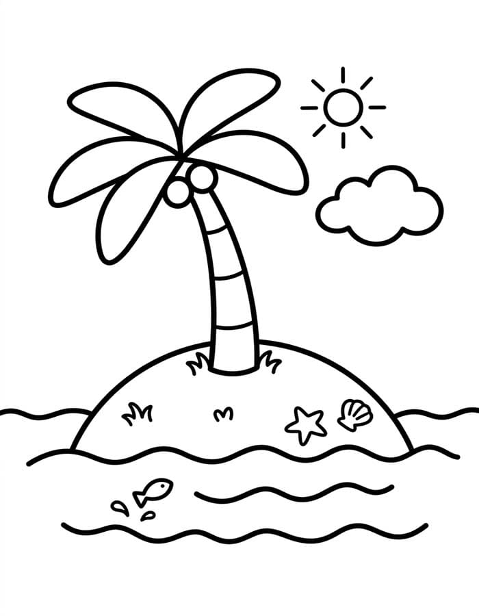Zeichne Insel kostenlos für Kinder