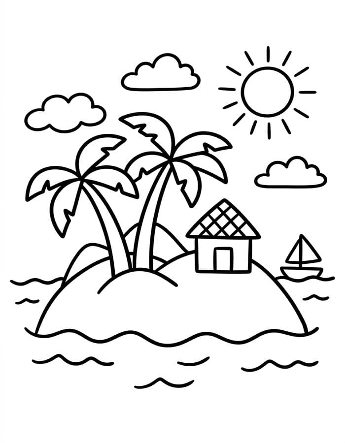 Zeichne Insel zum Ausdrucken