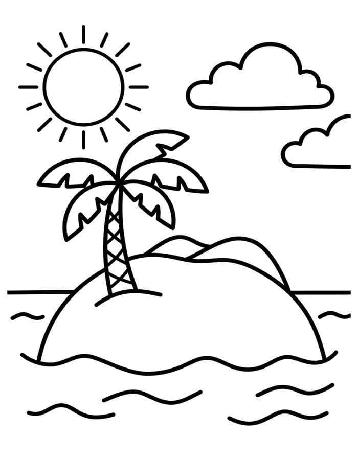Zeichne Insel zum Ausdrucken für Kinder
