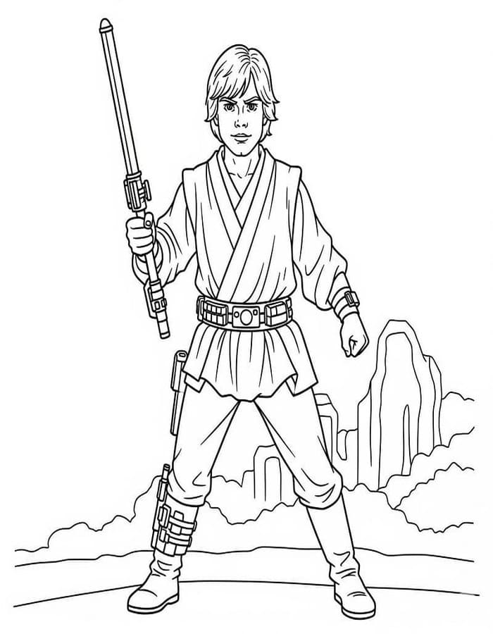 Zeichne Luke Skywalker druckbare basisch