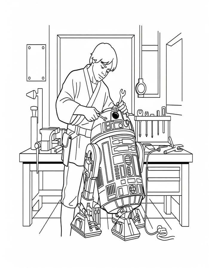 Zeichne Luke Skywalker druckbare für Kinder