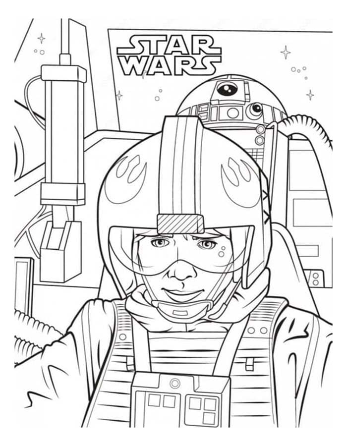 Zeichne Luke Skywalker kostenlos druckbare einfach